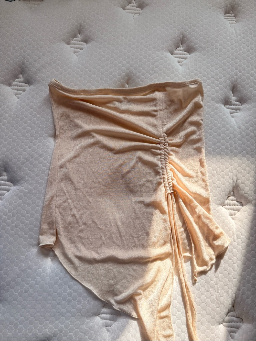Fashion Nova Cream Mini Skirt with Side Ruched Detail